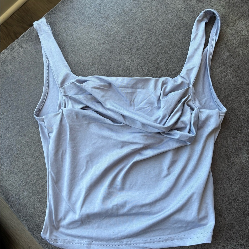 Women's Light Blue Drape Front Tank Top